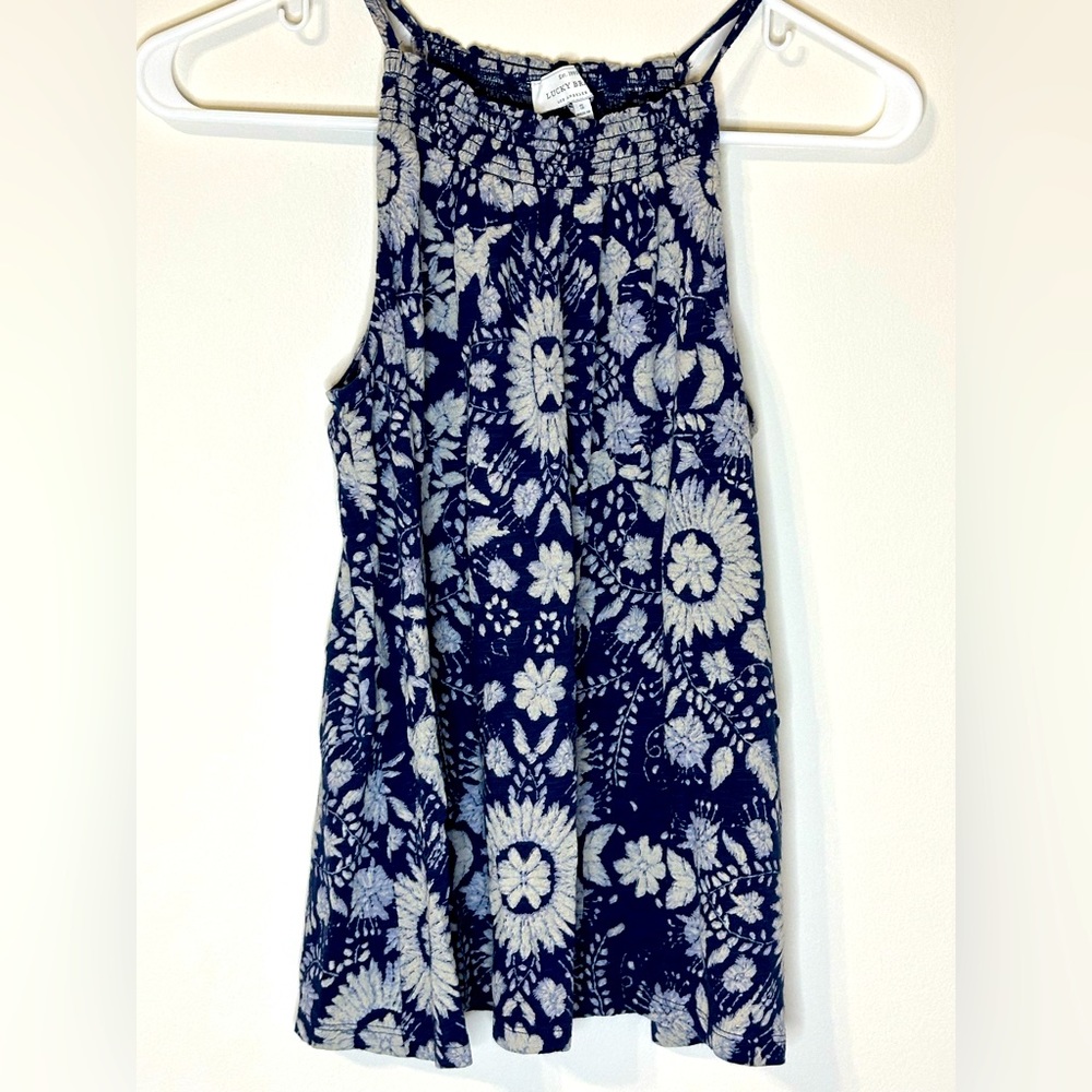 Lucky Brand Navy Floral Halter Top, Size Small
